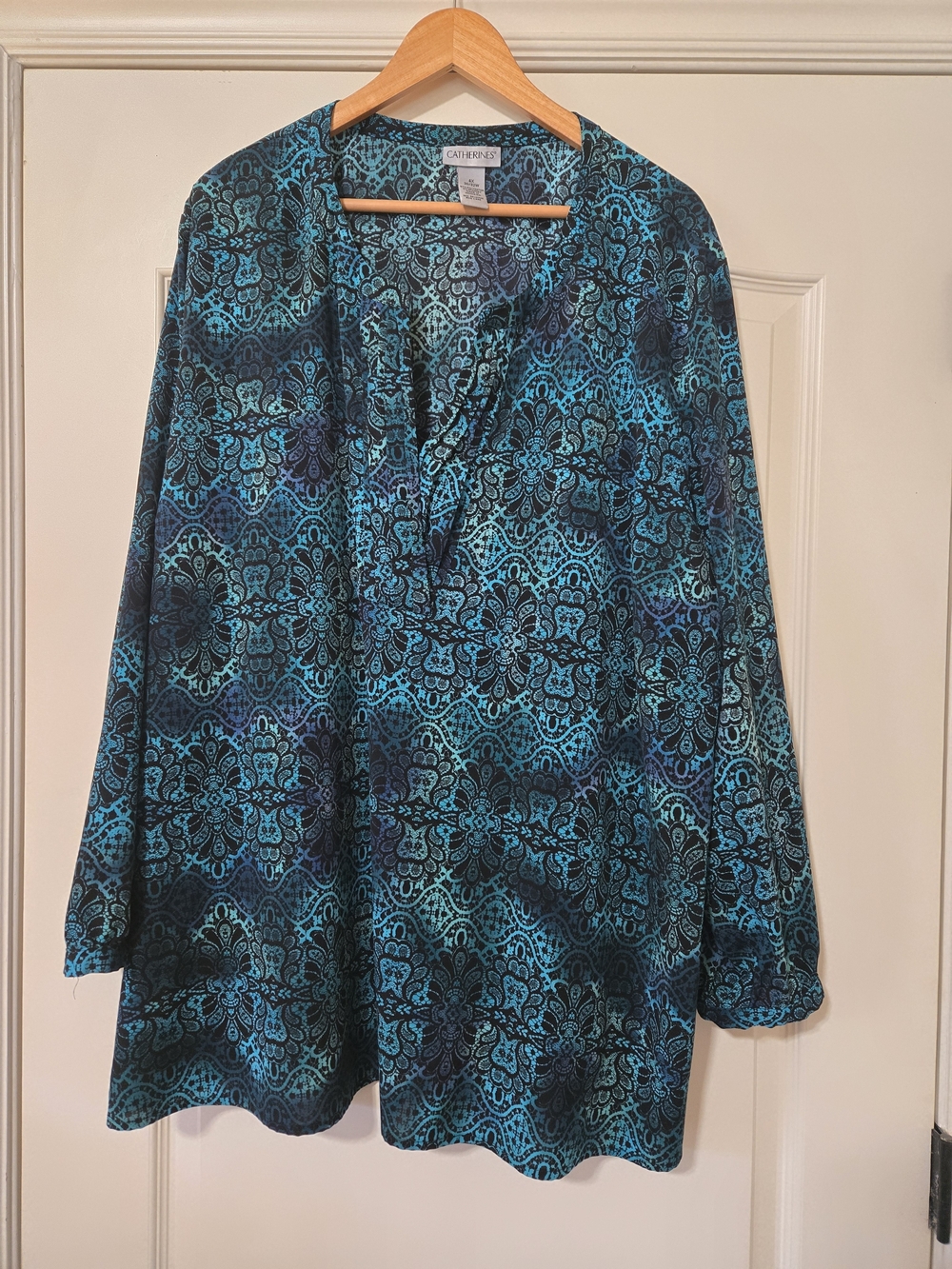 Catherines Teal and Black Floral Medallion Tunic
